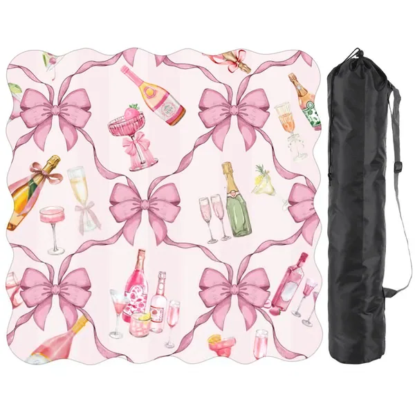 Bows & Bubbly Scalloped Mahjong Mat 31.5"x31.5" (Ship Rolled up)