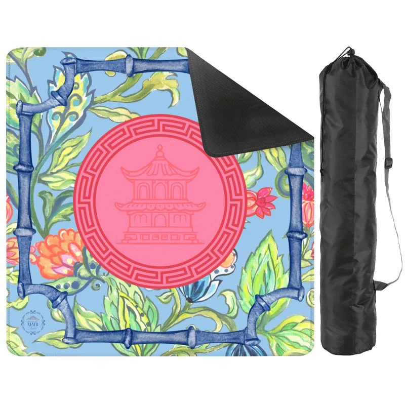 Peaceful Pagoda Travel Mahjong Mat 20.9"x20.9" (Ship Rolled up)