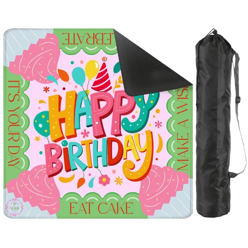 Let's Eat Cake Birthday Mahjong Mat 33" x 33" (Ships Rolled up)