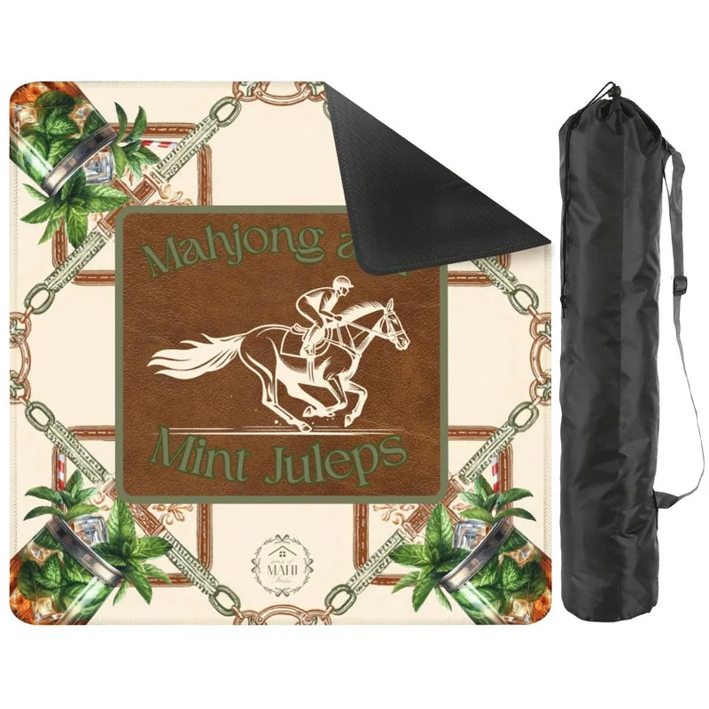 Mahjong & Mint Juleps Derby Mahjong Mat 33" x 33" (Ships Rolled up)