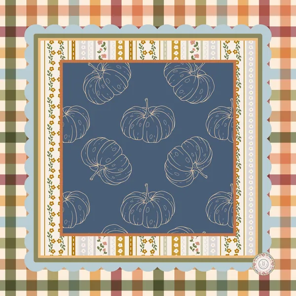 Gingham Pumpkins 33" x 33" Mahjong Mat