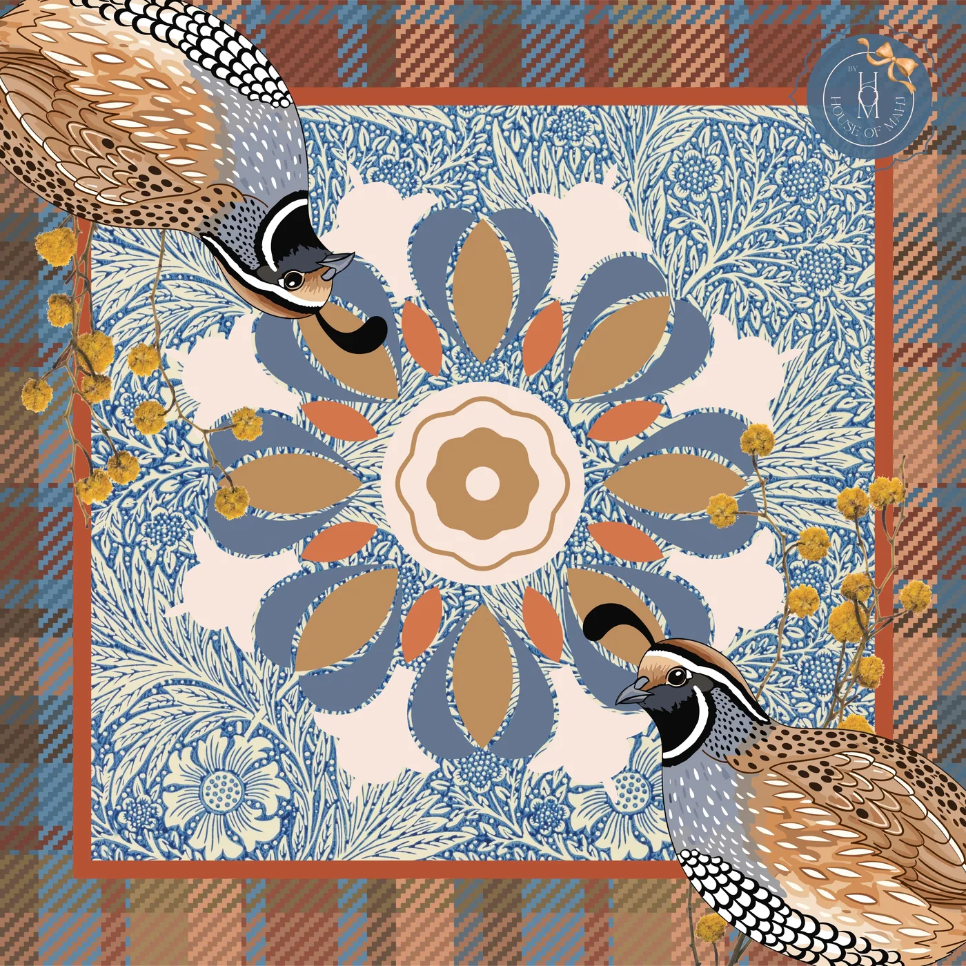 Fall Pheasants 33" x 33" Mahjong Mat (Ships Rolled)