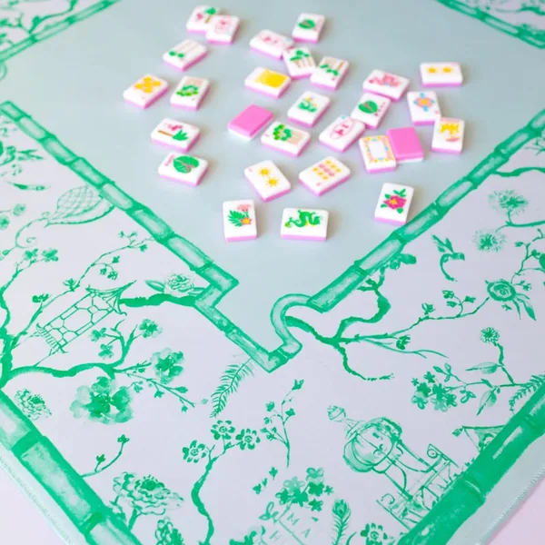 Jade Green Chinoiserie Mahjong Mat