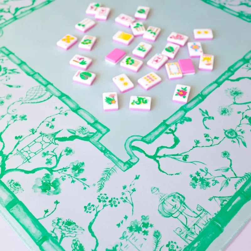 Jade Green Chinoiserie Mahjong Mat
