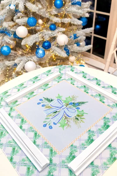 Blue Christmas Mahjong Mat