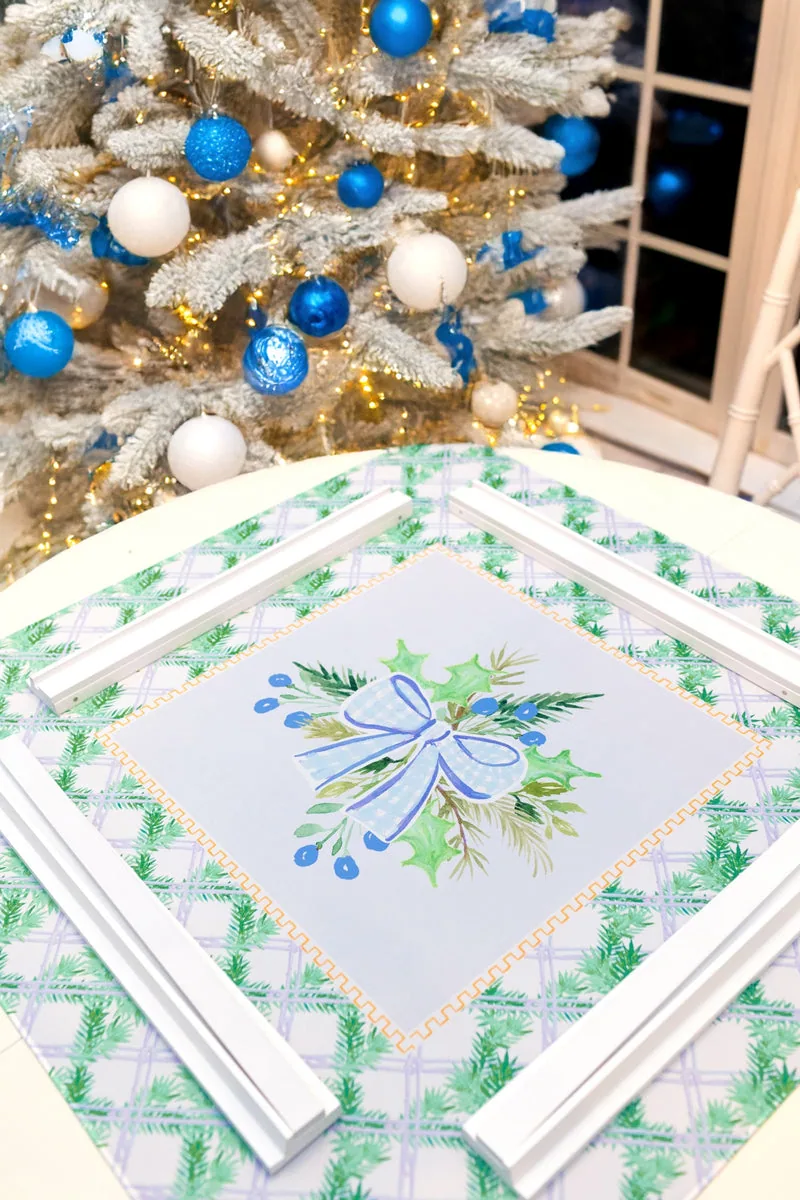 Blue Christmas Mahjong Mat