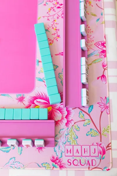 Pink Floral Chinoiserie Mahjong Mat