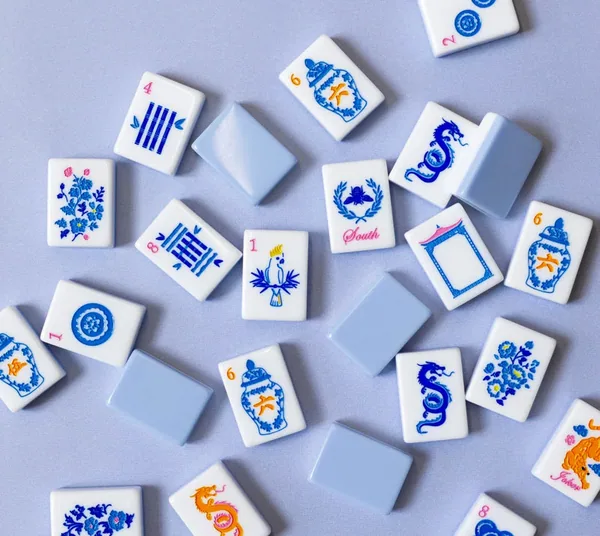 Blue Chinoiserie Mahjong Tiles