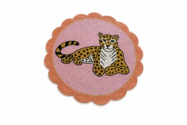 Leopard Beaded Scalloped Mat