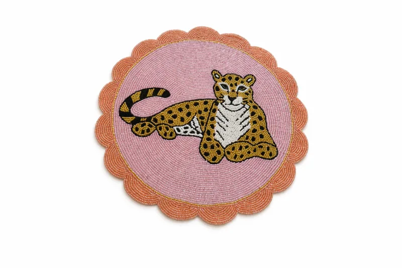 Leopard Beaded Scalloped Mat