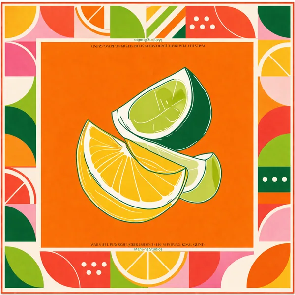 Citrus Orange Mahjong Mat (33in | Waterproof Mahjong Table Mat)- Ships Rolled