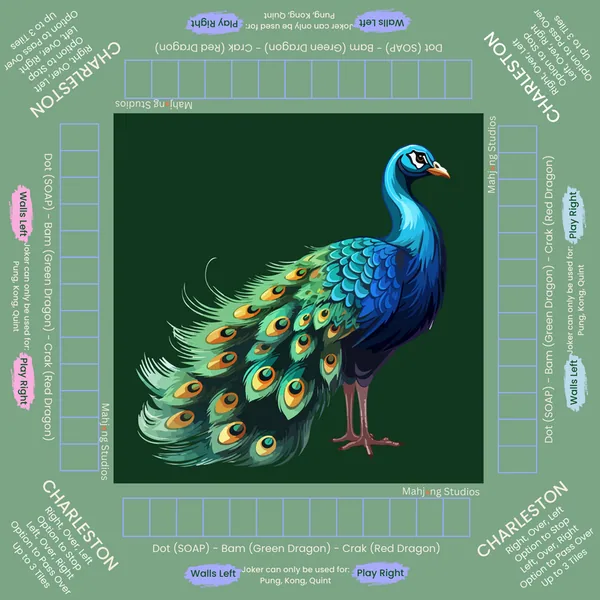 Jade Peacock Mahjong Mat - ships rolled