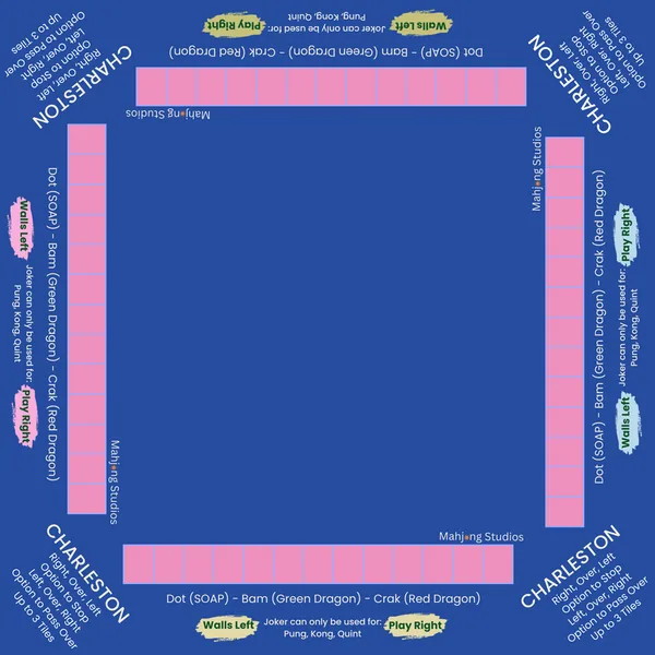 Blue Ribbon Mahjong Mat - ships rolled
