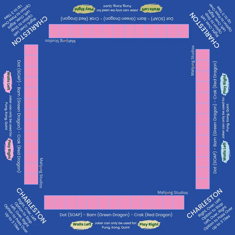 Blue Ribbon Mahjong Mat - ships rolled