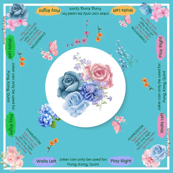 Teal Garden Mahjong Mat - Ships Rolled