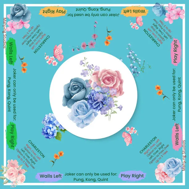 Teal Garden Mahjong Mat - Ships Rolled