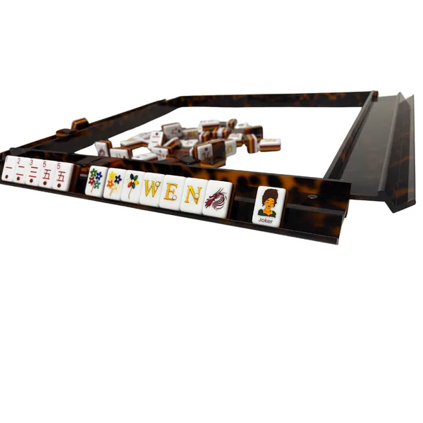 Luxury Handmade Tortoise Shell Acrylic Mahjong Racks and Pushers Set of 4 preorder