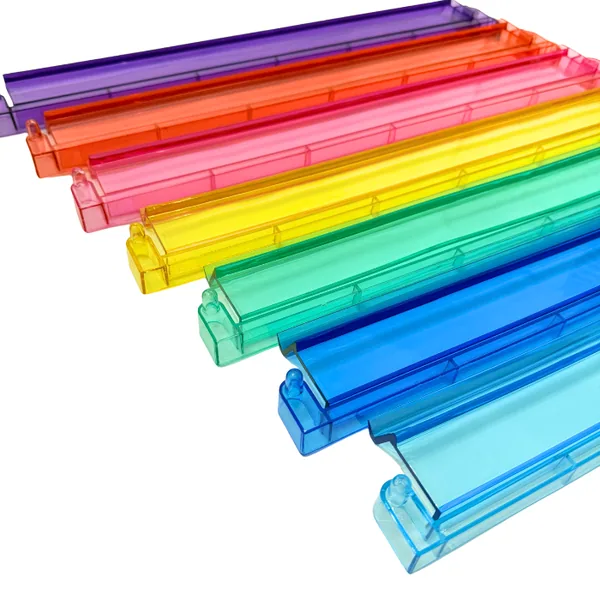 Mahjong Rack and Pusher Set of 4 - Multi Colors Blue Purple Red Green Clear