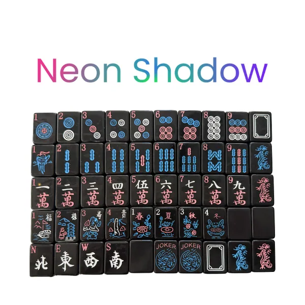 Black Mahjong Tiles - Neon Shadow – American Mahjong Tile Set (166 Tiles)