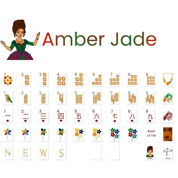 Amber Jade American Mahjong Tiles Tortoise Shell - 160 American Mahjong Tiles - PREORDER