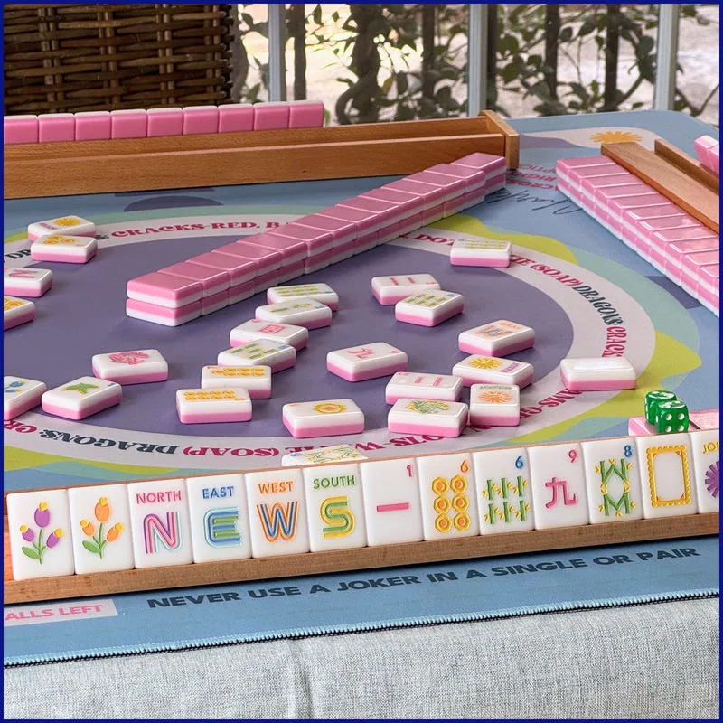 Natural Wood Mahjong Magnetic Rack + Pusher (20" Long)