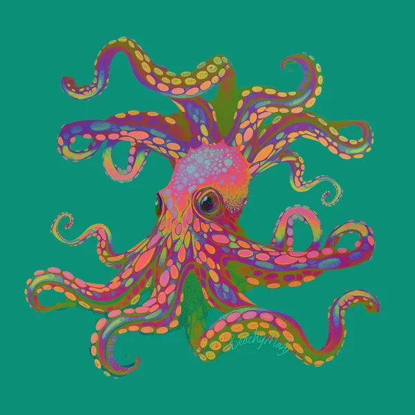 Mahjong Mat - Green Octopus by Beachy Mahj