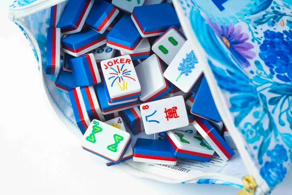Travel Mahjong Tiles - Red White and Blue