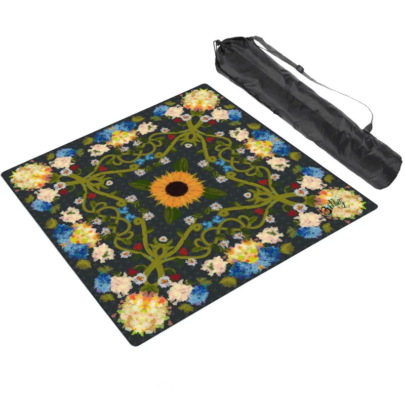 Mahjong Mat Sleek Surface Blue Sunflower