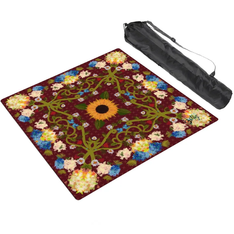 Mahjong Mat SleekSurface Burgundy sunflower