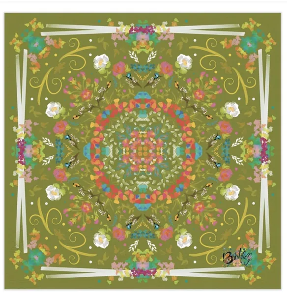 33.5” textured leatherette mahjong mat with bag-Spring Green