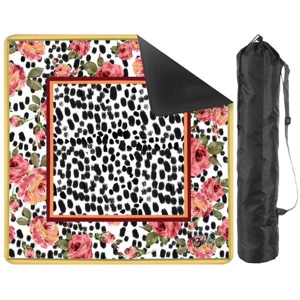 Hand painted roses and dots 2 Mahjong Mat 31.5"x31.5" (Ship Rolled up)
