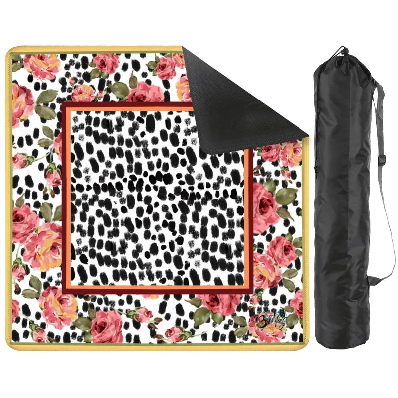 Hand painted roses and dots 2 Mahjong Mat 31.5"x31.5" (Ship Rolled up)
