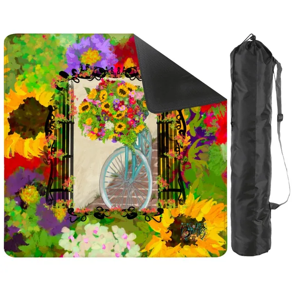Mahjong Mat 31.5"x31.5" (Ship Rolled up)- Summer bicycle florals