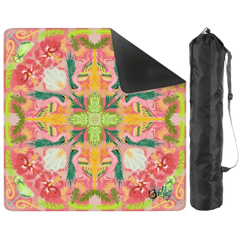 Summer flamingo on pink -Mini Travel Mahjong Mat 20.9"x20.9" (Ship Rolled up)