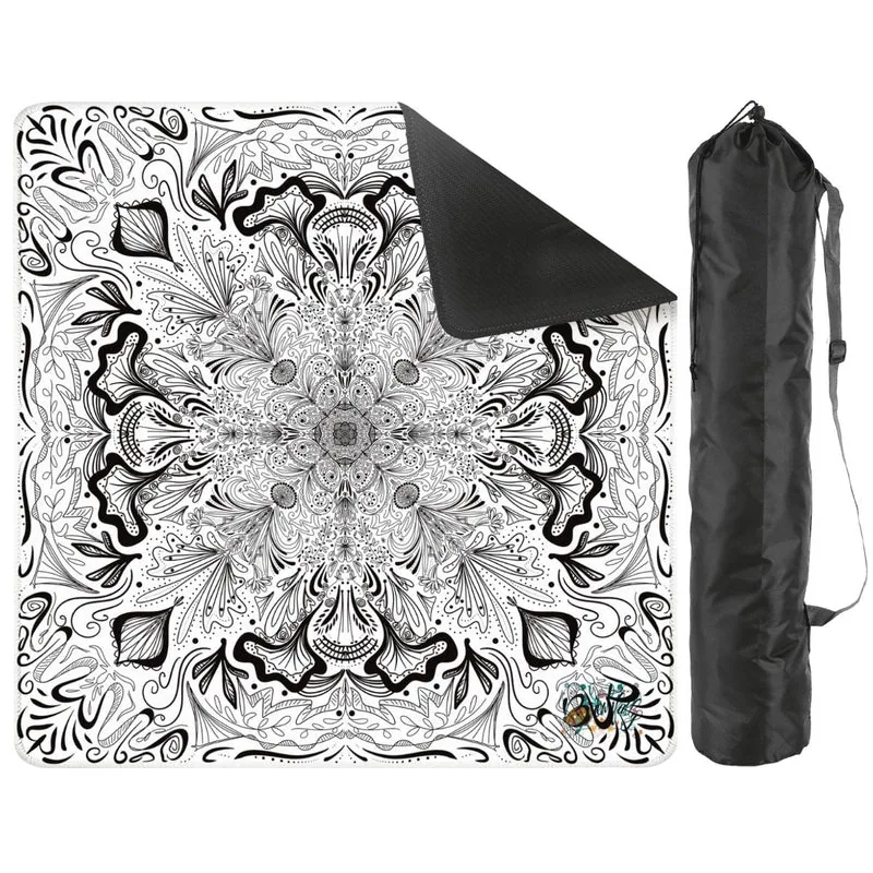 Black on white bandana Mini Travel Mahjong Mat 20.9"x20.9" (Ship Rolled up)