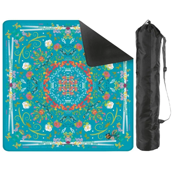 Summer on turquoise Mini travel Mahjong Mat 20.9"x20.9" (Ship Rolled up)