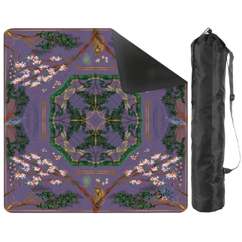Chinoiserie Purple Mini travel Mahjong Mat 20.9"x20.9" (Ship Rolled up)