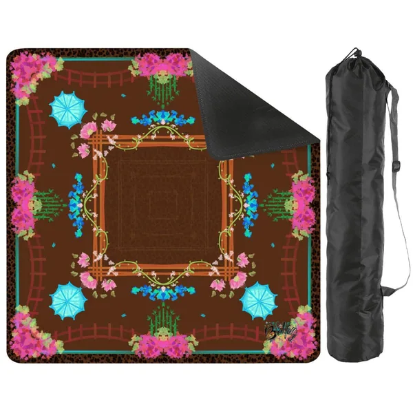 Neon on Leopard- Mini Travel Mahjong Mat 20.9"x20.9" (Ship Rolled up)