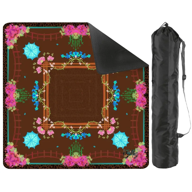 Neon on Leopard- Mini Travel Mahjong Mat 20.9"x20.9" (Ship Rolled up)