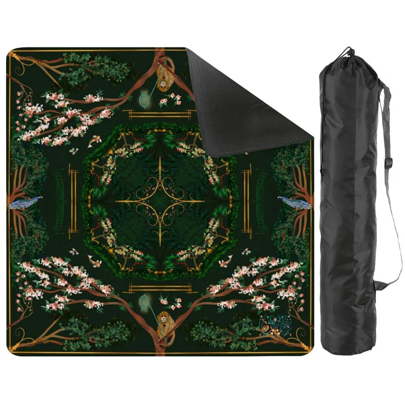 Chinoiserie Deep Forest-Mini Travel Mahjong Mat 20.9"x20.9" (Ship Rolled up)
