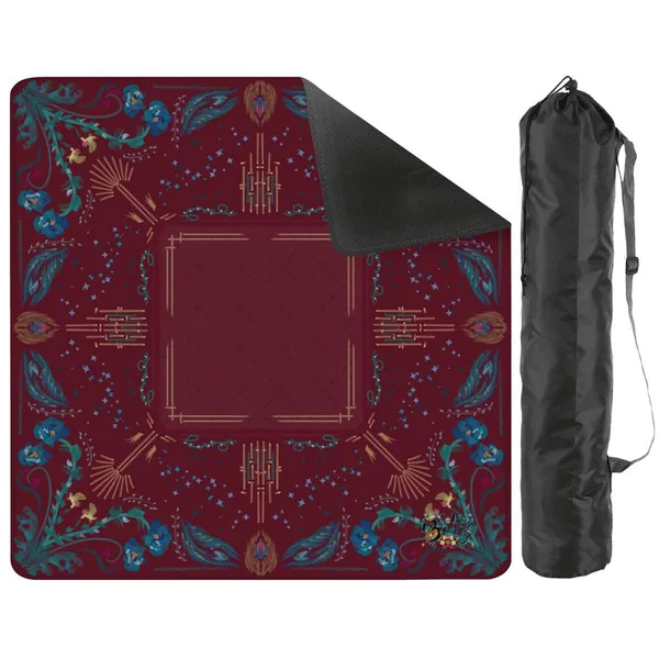 Roaring 20’s-burgundy- Mini Travel Mahjong Mat 20.9"x20.9" (Ship Rolled up)