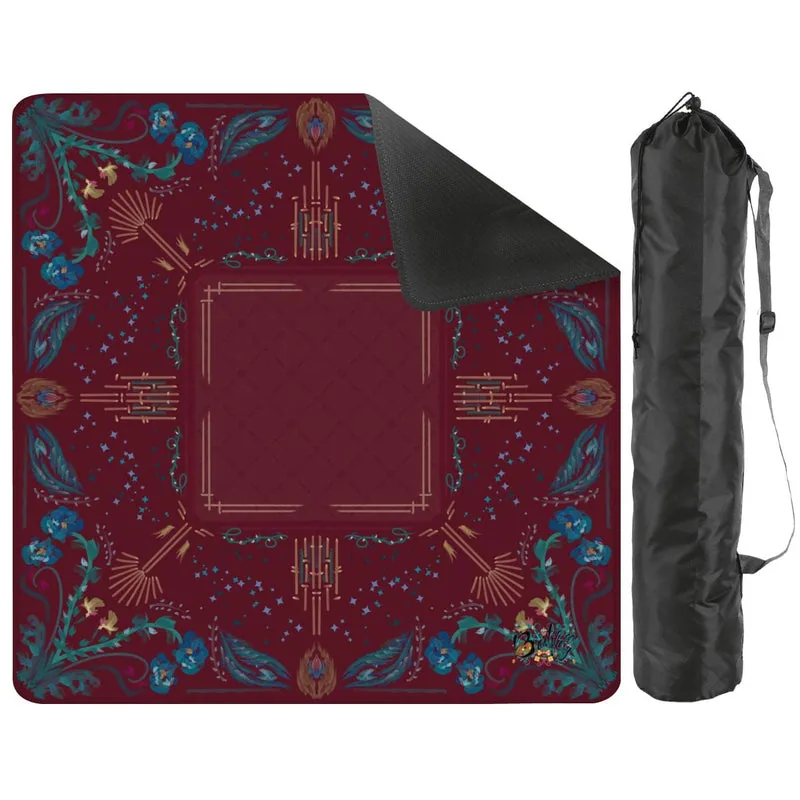 Roaring 20’s-burgundy- Mini Travel Mahjong Mat 20.9"x20.9" (Ship Rolled up)