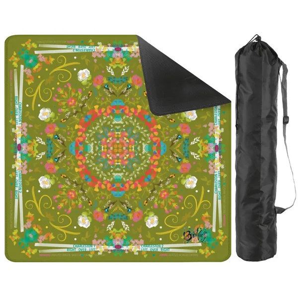 2026 Spring Green Mini Travel Mahjong Mat with directions-20.9"x20.9" (Ship Rolled up)