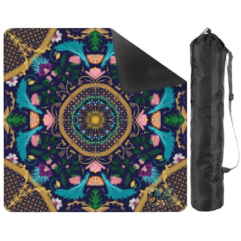Summer design on Navy- Mini Travel Mahjong Mat 20.9"x20.9" (Ship Rolled up)