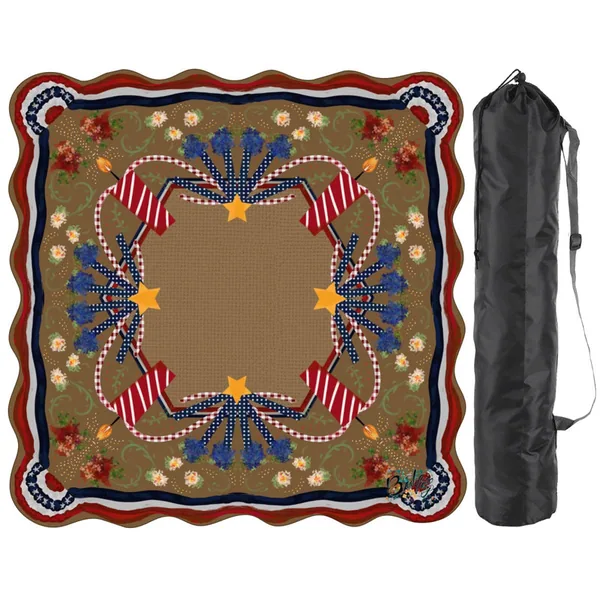 Scalloped Retro Patriotic Mahjong Mat 31.5"x31.5" (Ship Rolled up)