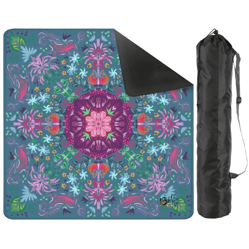 Mahjong Mat Year of the Horse on teal 31.5"x31.5" (Ship Rolled up)