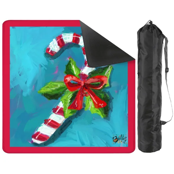 Mahjong Mat 33"x33" Hand painted candy cane