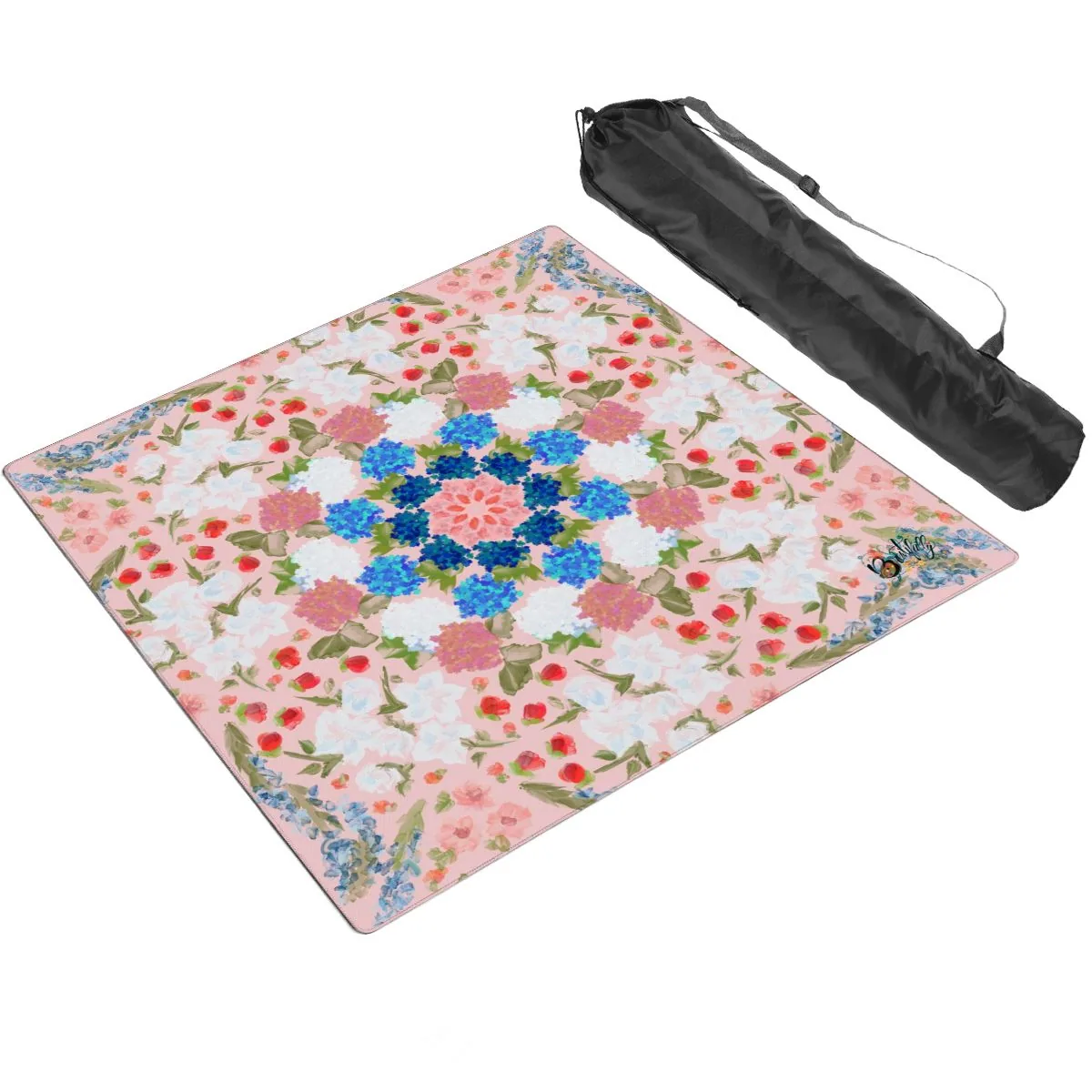 Thickened Mahjong Mat SleekSurface (Ship Rolled Up) Bright eggs and flowers — hydrangea wreath (Pink, Yellow, Silver or Blue)