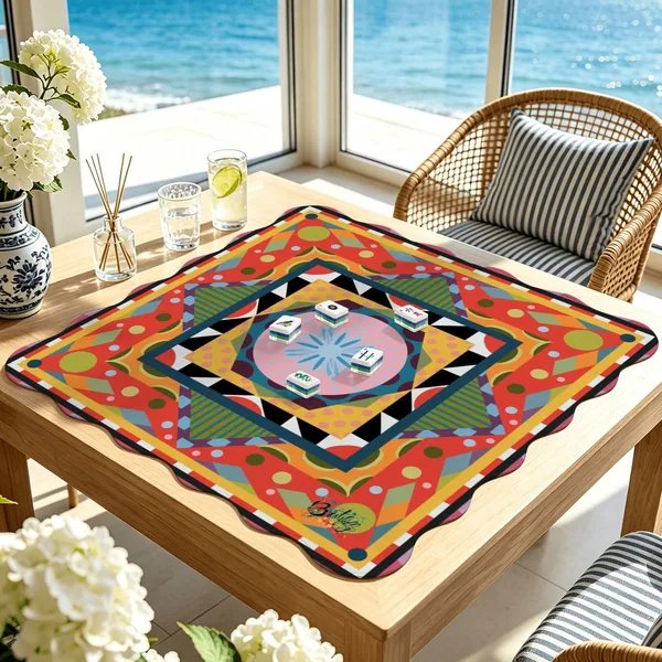 Scalloped Mahjong Mat (Made in USA) My World