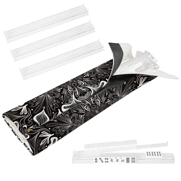 4 Mahjong White on Black-Tile Pusher Racks with Bag
